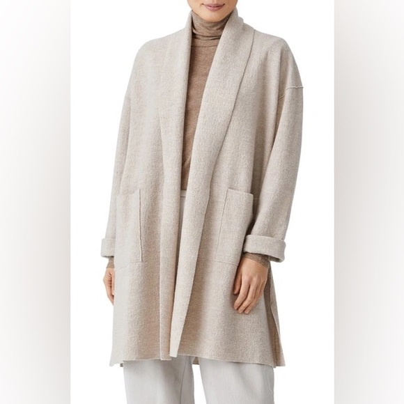 Eileen Fisher Lightweight Boiled Wool Coat in Responsible Wool - Size Large EUC - Picture 2 of 10
